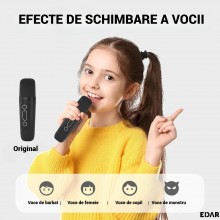 Boxa si Microfon EDAR Karaoke Wireless, Lumini RGB LED, Portabila, Slot card si Conectare telefon prin Bluetooth, AUX, Pentru...