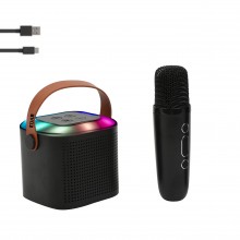 Boxa si Microfon EDAR Karaoke Wireless, Lumini RGB LED, Portabila, Slot card si Conectare telefon prin Bluetooth, AUX, Pentru...
