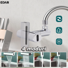 Adaptor Pentru Robinet Baie/Bucatarie EDAR, 4 Moduri De Dispersie A Apei, Plastic, Rotativ 360°, Finisaj Argintiu Adaptor Pentru Robinet Baie/Bucatarie EDAR, 4 Moduri De Dispersie A Apei, Plastic, Rotativ 360°, Finisaj Argintiu