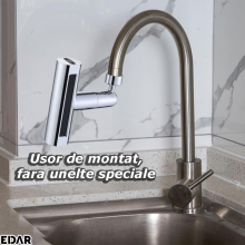 Adaptor Pentru Robinet Baie/Bucatarie EDAR, 4 Moduri De Dispersie A Apei, Plastic, Rotativ 360°, Finisaj Argintiu Adaptor Pentru Robinet Baie/Bucatarie EDAR, 4 Moduri De Dispersie A Apei, Plastic, Rotativ 360°, Finisaj Argintiu