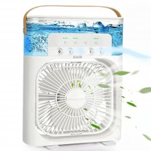 Ventilator Portabil Cu Pulverizare Apa EDAR, Functie De Umidificator, 3 Viteze De Ventilatie, Lumina LED, Putere 10W, USB, Alb