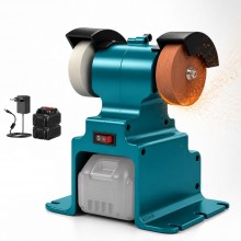 Polizor De Banc Electric EDAR, 2 Acumulatori Reincarcabili, Fara Fir, 6000 RPM, 2 Discuri Pentru Prelucrare/Slefuire, Albastru