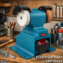 Polizor De Banc Electric EDAR, 2 Acumulatori Reincarcabili, Fara Fir, 6000 RPM, 2 Discuri Pentru Prelucrare/Slefuire, Albastru