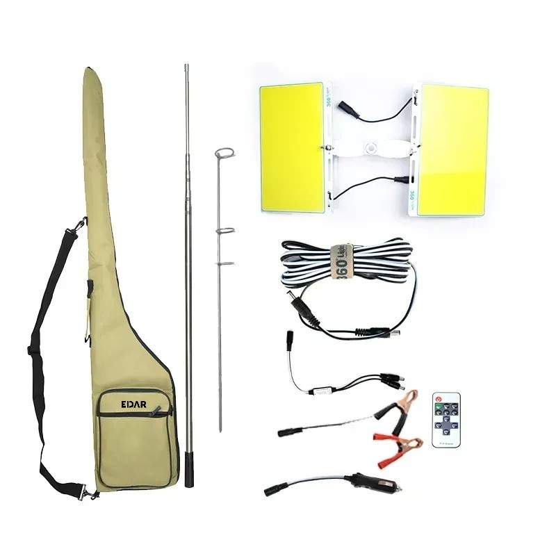 Lampa LED Telescopica pentru Camping/Pescuit/Vanatoare EDAR, Tip Undita, 5 m, 2 Panouri COB, 12V Auto, Telecomanda, Waterproo...
