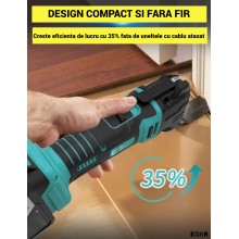 Unealta Multifunctionala Oscilanta EDAR cu Acumulator, Multi-Cutter 6 Viteze, Set Accesorii Taiere, Slefuire si Razuire, Pent...