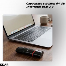 Memorie USB EDAR, Capac De Protectie, Stick Cu USB 2.0, 64 GB, Transfer Si Stocare Documente, Fisiere, Muzica, Imagini, Video...