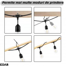 Ghirlanda Luminoasa EDAR Fara Becuri, 10 Fasunguri Tip E27, Alimentare Prin Priza, Interconectabila, Pentru Exterior/Interior... Ghirlanda Luminoasa EDAR Fara Becuri, 10 Fasunguri Tip E27, Alimentare Prin Priza, Interconectabila, Pentru Exterior/Interior...
