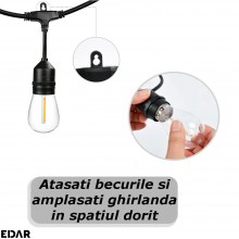 Ghirlanda Luminoasa EDAR Fara Becuri, 10 Fasunguri Tip E27, Alimentare Prin Priza, Interconectabila, Pentru Exterior/Interior... Ghirlanda Luminoasa EDAR Fara Becuri, 10 Fasunguri Tip E27, Alimentare Prin Priza, Interconectabila, Pentru Exterior/Interior...