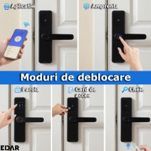 Incuietoare Inteligenta Wireless EDAR, Model RF433, Cu Maner, Amprenta Digitala, Deblocare Prin Card RFID, Aplicatie Telefon,...