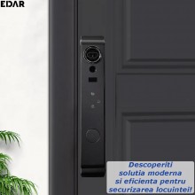 Incuietoare Inteligenta Wireless EDAR Cu Video Interfon, Model S521Y, Deblocare Prin Amprenta Digitala, Palma, Recunoastere F...
