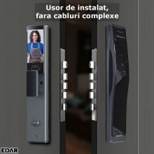 Incuietoare Inteligenta Wireless EDAR Cu Video Interfon, Model S1902, Deblocare Prin Amprenta Digitala, Palma, Recunoastere F...