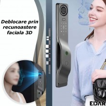 Incuietoare Inteligenta Wireless EDAR Cu Video Interfon, Model S7YY, Deblocare Prin Amprenta Digitala, Palma, Recunoastere Fa...