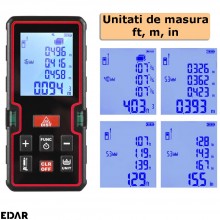 Telemetru Digital Tip Laser EDAR, Nivela Inclusa, Functionare Cu Baterii, Ecran Luminos LCD, Potrivit Pentru Calculul Ariei S...