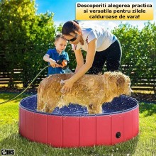 Piscina Pliabila De Exterior Sau Interior Pentru Caini Si Pisici SIKS, Sau Piscina Cu Nisip Copii, Varianta L, Diametru 80 Cm...