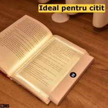 Lampa De Citit Carti SIKS, Tip Panou Luminos Led Plat 2 in 1, Cu 3 Moduri De Lumina Calda, Rece Si Neutra, Protectie Ochi, Fu...