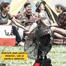 Ventilator Portabil Cu Acumulator Reincarcabil 48Vf SIKS, Detasabil, Profesional, De Masa, Fara Fir, Diametru 22 Cm, 2 Trepte...