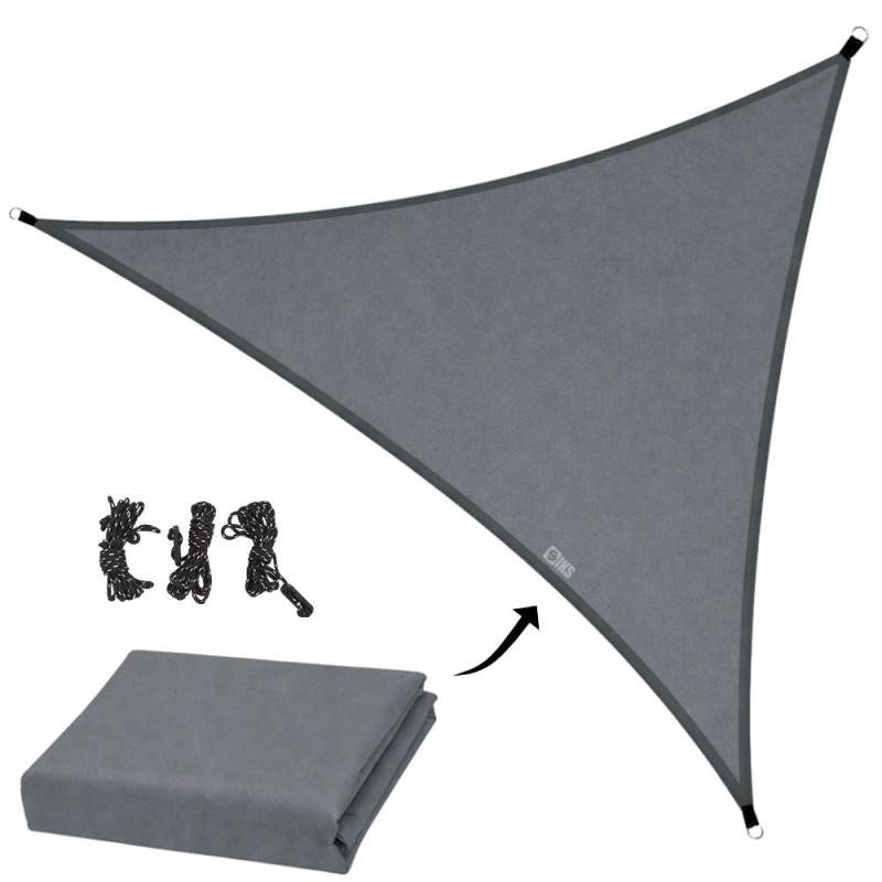 Copertina Triunghiulara De Umbrire SIKS, Vela Parasolar Pentru Exterior, Rezistenta La UV Si Apa, Instalare Fara Gaurire Cu C...
