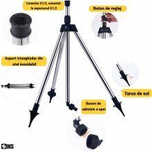 Aspersor Rotativ SIKS cu Trepied Telescopic pentru Gradina si Gazon, Automat, Rotatie 360°, Inaltime Ajustabila Pana la 90 cm...