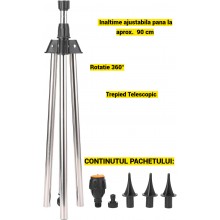 Aspersor Rotativ EDAR cu Trepied Telescopic pentru Gradina si Gazon, 360°, Inaltime Reglabila 90 cm, Stativ din Otel Inoxidab... Aspersor Rotativ EDAR cu Trepied Telescopic pentru Gradina si Gazon, 360°, Inaltime Reglabila 90 cm, Stativ din Otel Inoxidab...