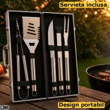 Set Ustensile De Gratar Profesionale SIKS, Trusa Cu Accesorii Cu 5 Piese, Servieta De Depozitare Inclusa, Ustensile Din Otel ... Set Ustensile De Gratar Profesionale SIKS, Trusa Cu Accesorii Cu 5 Piese, Servieta De Depozitare Inclusa, Ustensile Din Otel ...