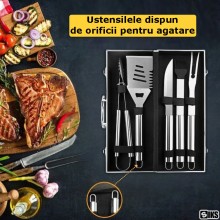 Set Ustensile De Gratar Profesionale SIKS, Trusa Cu Accesorii Cu 5 Piese, Servieta De Depozitare Inclusa, Ustensile Din Otel ... Set Ustensile De Gratar Profesionale SIKS, Trusa Cu Accesorii Cu 5 Piese, Servieta De Depozitare Inclusa, Ustensile Din Otel ...