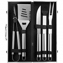 Set Ustensile De Gratar Profesionale SIKS, Trusa Cu Accesorii Cu 5 Piese, Servieta De Depozitare Inclusa, Ustensile Din Otel ...