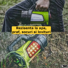 Lanterna Led De Mana Portabila SIKS, Puternica, 300W, 5 Moduri De Iluminare, Lumina Rosie si Alba Laterala, Rezistenta la Apa...