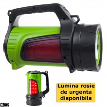 Lanterna Led De Mana Portabila SIKS, Puternica, 300W, 5 Moduri De Iluminare, Lumina Rosie si Alba Laterala, Rezistenta la Apa...