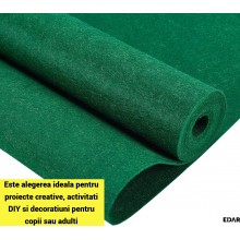 Material Fetru Acrilic EDAR 3m x 20cm, Pasla Multifunctionala Verde Inchis, Pentru Craft si Decoratiuni, Verde Inchis