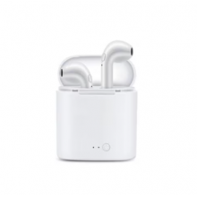 Set 2 casti bluetooth wireless cu acumulator SIKS, Albe , pentru Android si IOS