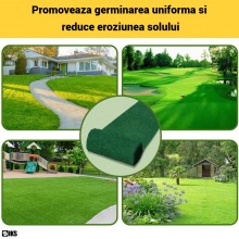 Covor Biodegradabil SIKS Pentru Gazon, Rulou 300 x 20 cm, Pentru Germinare Rapida Si Uniforma, Usor De Instalat Prin Derulare...