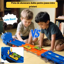 Jucarie Copii Camion Transporter Dinozaur T-Rex SIKS, Mega Set 8 In 1, Functie Garaj si Organizator Masinute, Lansator Auto I... Jucarie Copii Camion Transporter Dinozaur T-Rex SIKS, Mega Set 8 In 1, Functie Garaj si Organizator Masinute, Lansator Auto I...