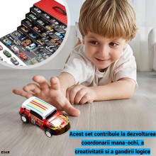 Set 48 Masinute Metalice si Camioane EDAR cu Tractiune, Cutie Container Transformabila in Covor de Joaca, Modele Diverse din ... Set 48 Masinute Metalice si Camioane EDAR cu Tractiune, Cutie Container Transformabila in Covor de Joaca, Modele Diverse din ...
