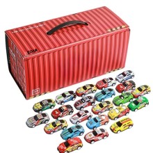 Set 48 Masinute Metalice si Camioane EDAR cu Tractiune, Cutie Container Transformabila in Covor de Joaca, Modele Diverse din ...