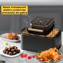 Friteuza Airfryer Cu Aer Cald SIKS, Putere 2500 W, A+++, Capacitate XXL 12L, Pentru Gatit Fara Ulei, Fereastra Transparenta, ...