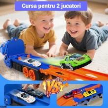 Camion Transporter Dinozaur T-Rex EDAR Model 8 in 1, Garaj Masinute cu Lansator, 6 Masini Metalice, Jucarie Copii 3+, Culoare...