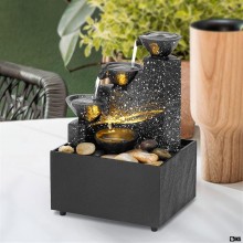 Fantana Arteziana Decorativa SIKS De Interior, Mini Cascada Feng Shui, Apa Circulanta, Pietre De Rau, Lumina Cu 1 Led Pentru ...
