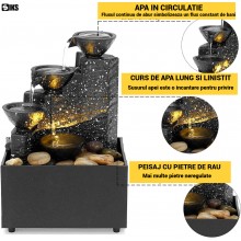 Fantana Arteziana Decorativa SIKS De Interior, Mini Cascada Feng Shui, Apa Circulanta, Pietre De Rau, Lumina Cu 1 Led Pentru ...