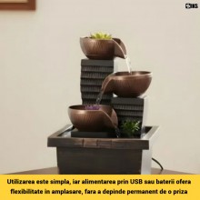 Fantana Decorativa SIKS De Interior, Feng Shui Pentru Birou Si Casa, Electrica, Model Cascada 3 Trepte Din Boluri, Apa Curgat... Fantana Decorativa SIKS De Interior, Feng Shui Pentru Birou Si Casa, Electrica, Model Cascada 3 Trepte Din Boluri, Apa Curgat...