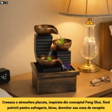 Fantana Decorativa SIKS De Interior, Feng Shui Pentru Birou Si Casa, Electrica, Model Cascada 3 Trepte Din Boluri, Apa Curgat...