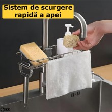 Suport Pentru Burete SIKS, Montare Pe Robinet, Pentru Bureti, Sapun, Baie, Detasabil, Ajustabil, Rotire 360 de grade Din Otel...