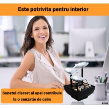 Mini Fantana Arteziana EDAR Feng Shui Lotus, Decor Zen de Interior cu Mini Cascada, Pietre de Rau si Alimentare USB/Baterie, ... Mini Fantana Arteziana EDAR Feng Shui Lotus, Decor Zen de Interior cu Mini Cascada, Pietre de Rau si Alimentare USB/Baterie, ...