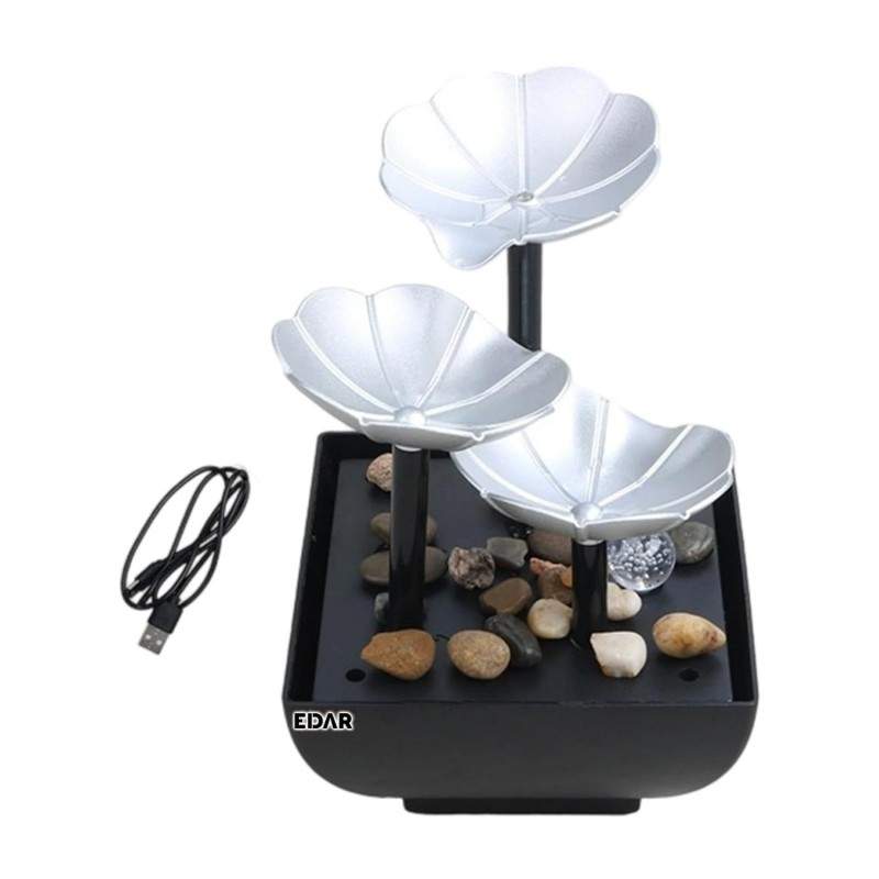 Mini Fantana Arteziana EDAR Feng Shui Lotus, Decor Zen de Interior cu Mini Cascada, Pietre de Rau si Alimentare USB/Baterie, ... Mini Fantana Arteziana EDAR Feng Shui Lotus, Decor Zen de Interior cu Mini Cascada, Pietre de Rau si Alimentare USB/Baterie, ...