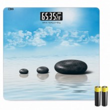 Cantar Corporal Electronic De Baie Pentru Persoane SIKS, Suprafata Sticla, Capacitate 180 Kg, 4 Senzori, Afisaj Digital LCD, ...