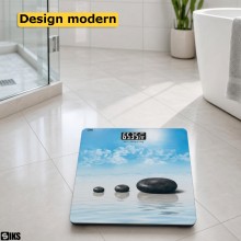 Cantar Corporal Electronic De Baie Pentru Persoane SIKS, Suprafata Sticla, Capacitate 180 Kg, 4 Senzori, Afisaj Digital LCD, ...