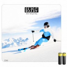 Cantar Corporal Electronic De Baie Pentru Persoane SIKS, Suprafata Sticla, Capacitate 180 Kg, 4 Senzori, Afisaj Digital LCD, ...