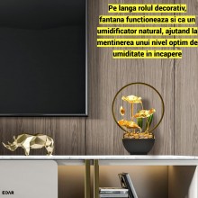 Fantana arteziana decorativa EDAR Feng Shui, Pentru Interior, Apa Circulanta, Pietre de Rau, Cascada, LED Ambient, Ring Light...