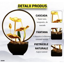 Fantana arteziana decorativa EDAR Feng Shui, Pentru Interior, Apa Circulanta, Pietre de Rau, Cascada, LED Ambient, Ring Light... Fantana arteziana decorativa EDAR Feng Shui, Pentru Interior, Apa Circulanta, Pietre de Rau, Cascada, LED Ambient, Ring Light...