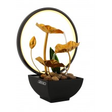 Fantana arteziana decorativa EDAR Feng Shui, Pentru Interior, Apa Circulanta, Pietre de Rau, Cascada, LED Ambient, Ring Light...