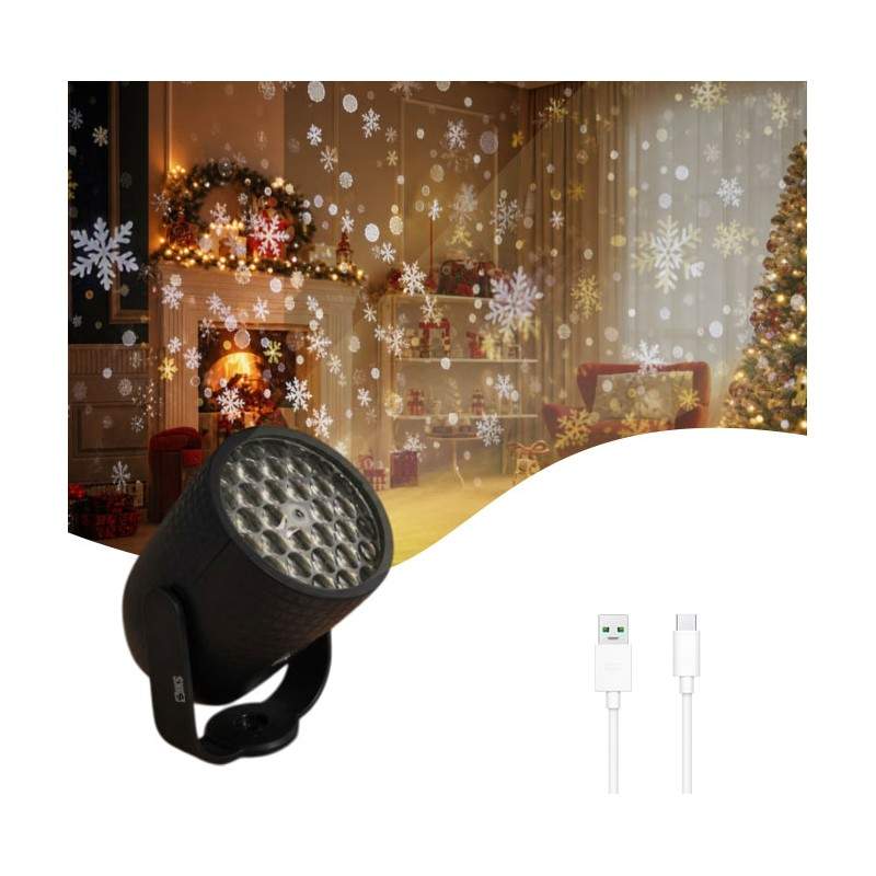 Proiector Led De Craciun De Interior Pentru Masa / Noptiera Sau Sub Brad SIKS, Cu Jocuri De Lumini Ambientale, Efect Fulgi De... Proiector Led De Craciun De Interior Pentru Masa / Noptiera Sau Sub Brad SIKS, Cu Jocuri De Lumini Ambientale, Efect Fulgi De...